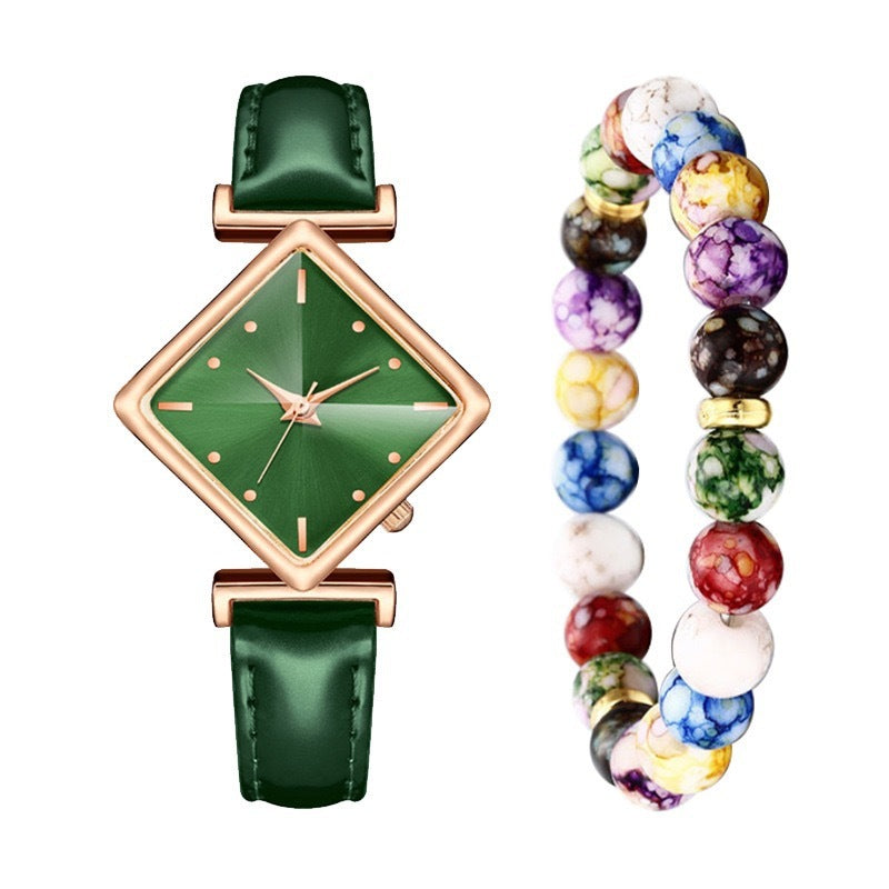 Elegant Diamond Dial Thin Strap Women's Watch