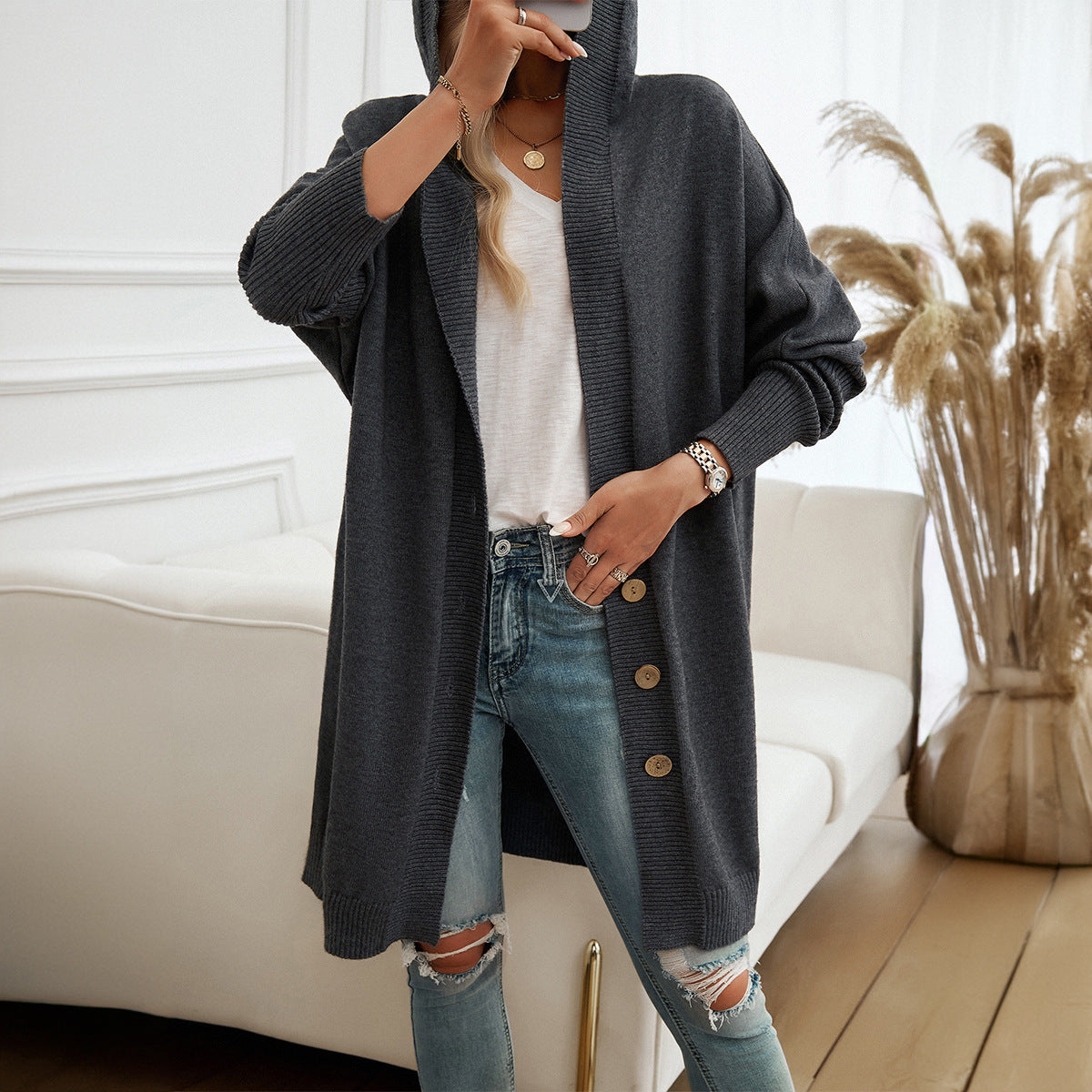 Women's Casual Hooded Cardigan