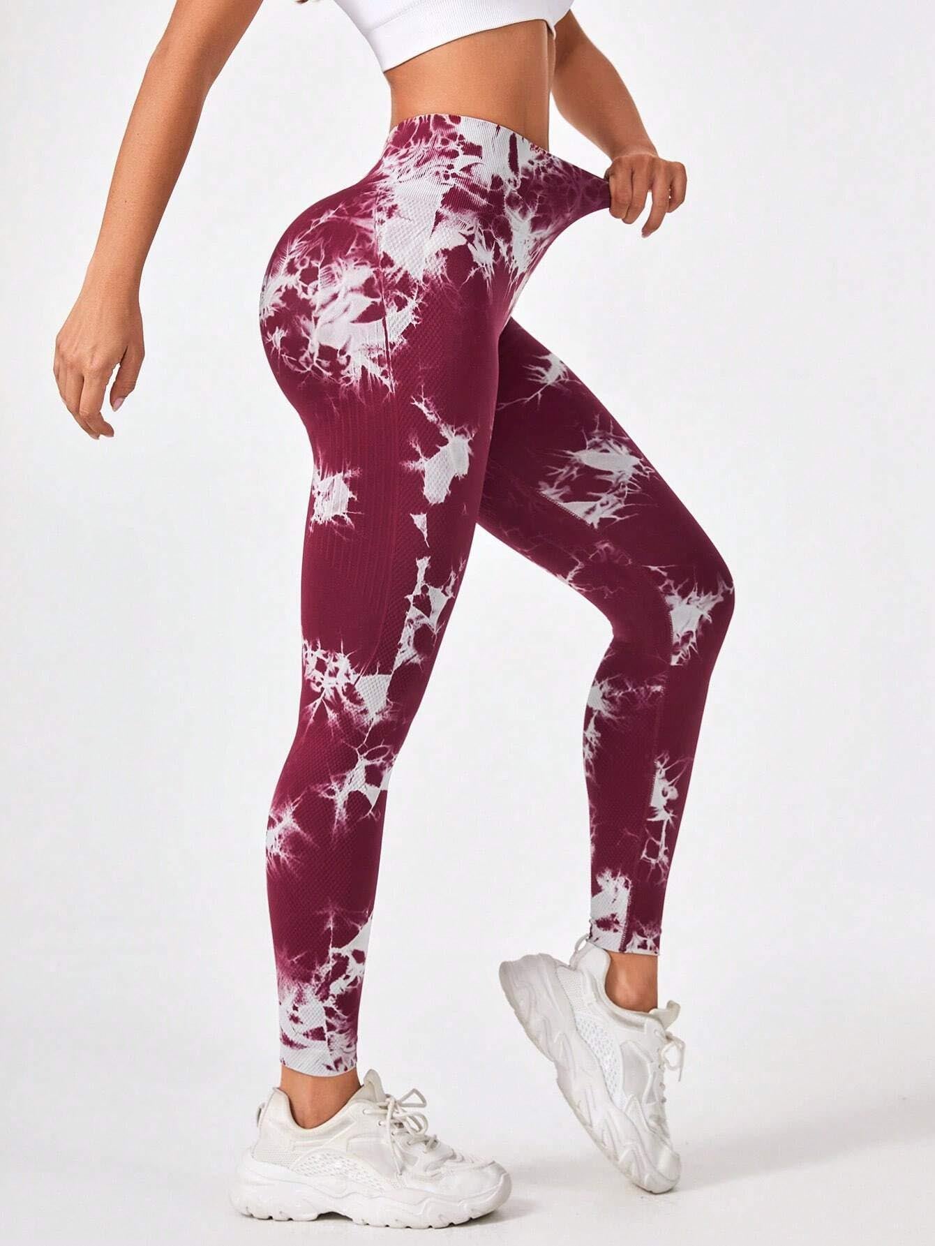 2 Pack Tie Dye Scrunch Workout Seamless Leggings For Women