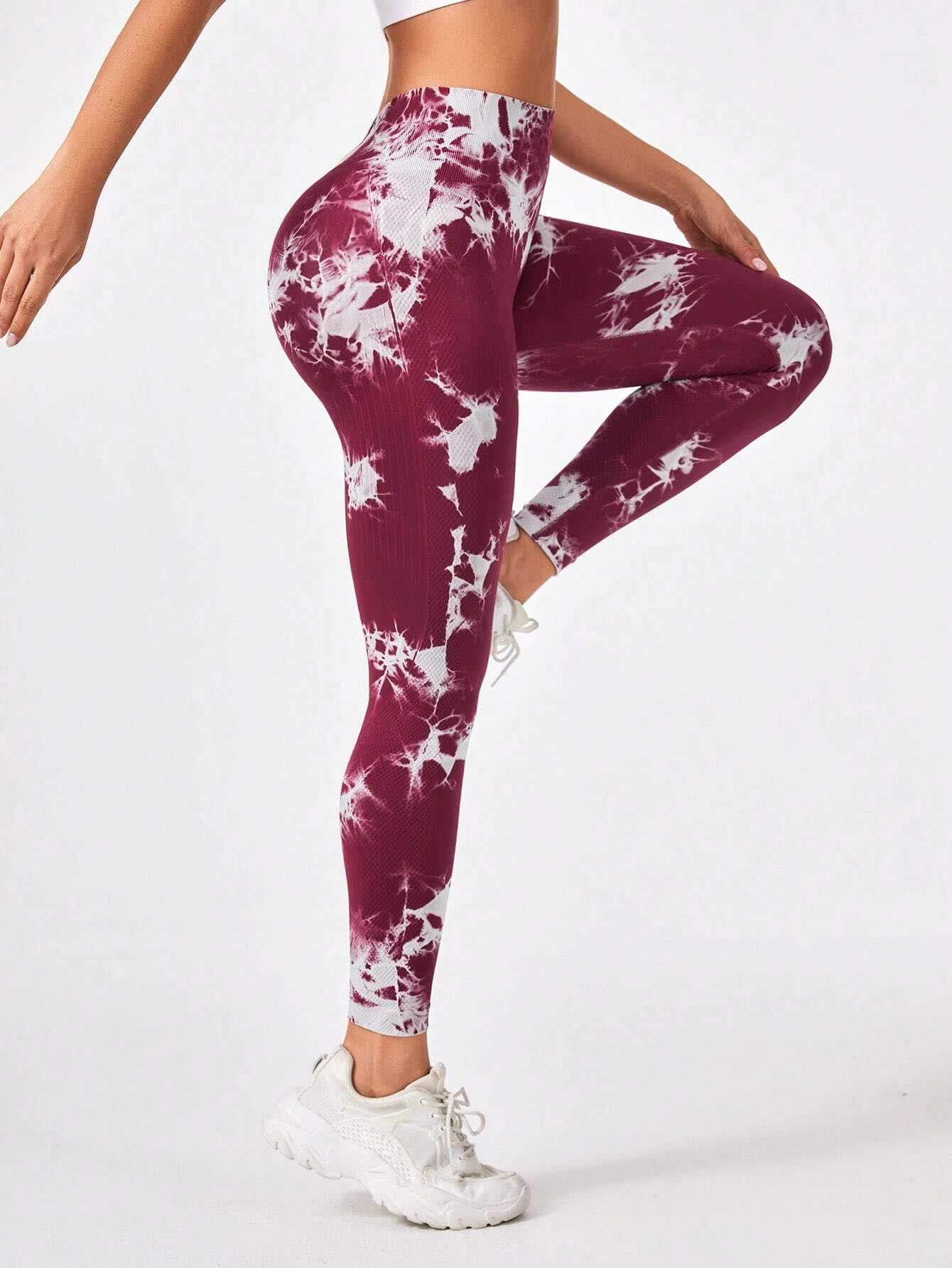 2 Pack Tie Dye Scrunch Workout Seamless Leggings For Women