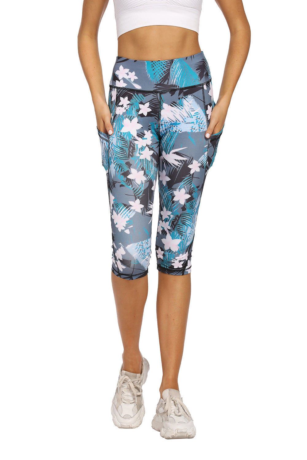 European And American Floral Print Pocket Yoga Women's Camouflage Leggings For Women