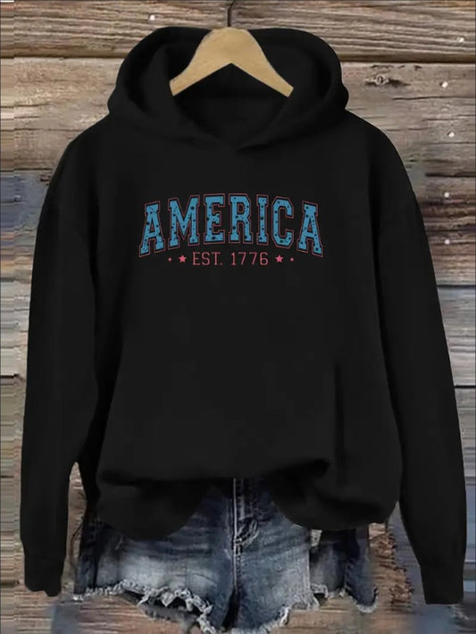 American Flag Print Fashion Hoodies For Women