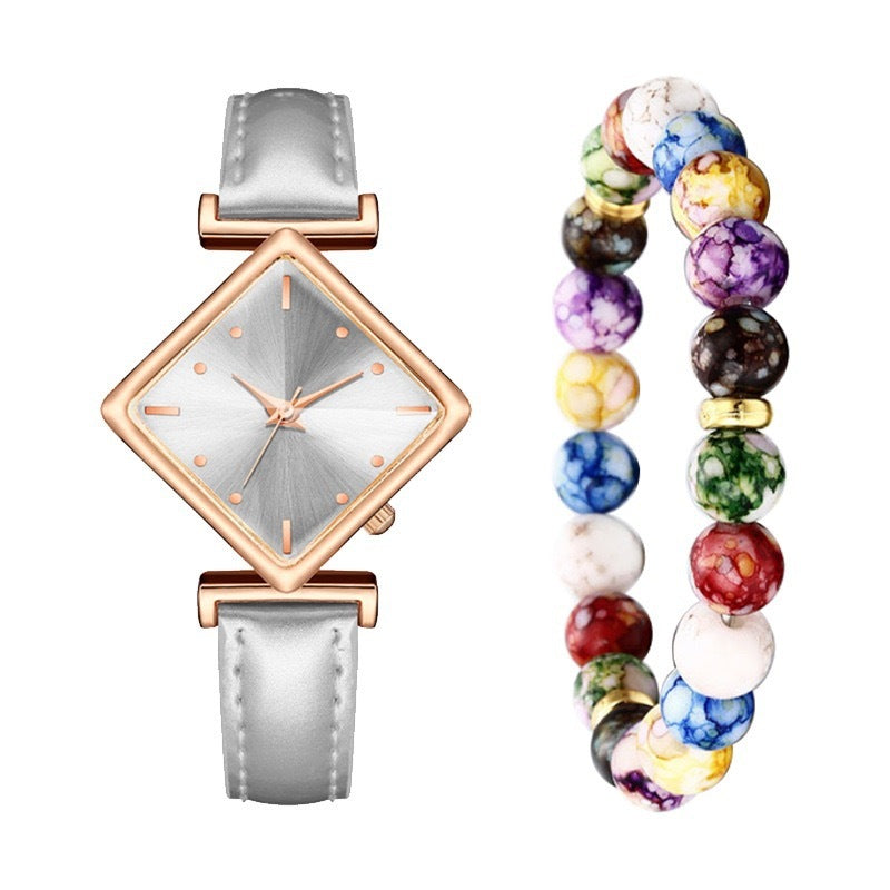 Elegant Diamond Dial Thin Strap Women's Watch