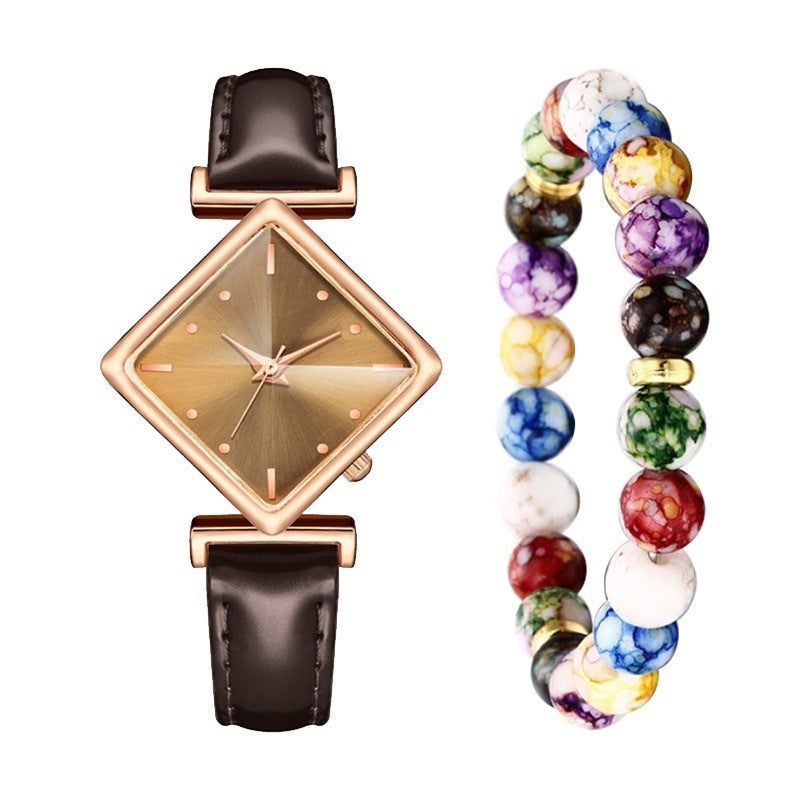 Elegant Diamond Dial Thin Strap Women's Watch